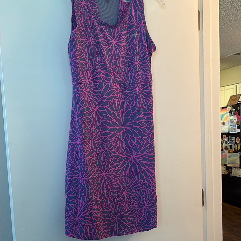 Columbia Blue and Purple Floral Midi Dress